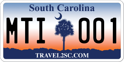 SC license plate MTI001