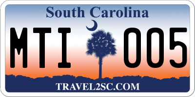 SC license plate MTI005