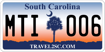 SC license plate MTI006