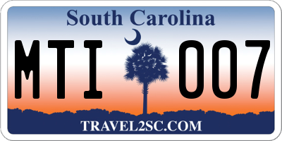 SC license plate MTI007