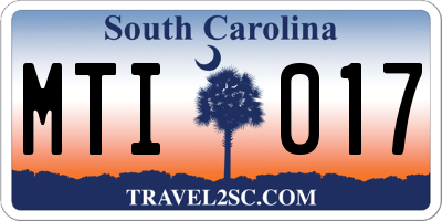 SC license plate MTI017