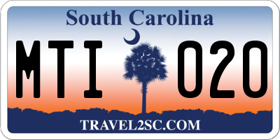 SC license plate MTI020