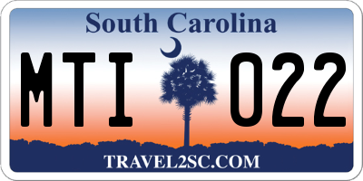 SC license plate MTI022