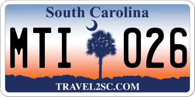 SC license plate MTI026
