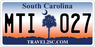 SC license plate MTI027