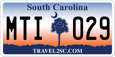 SC license plate MTI029