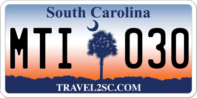 SC license plate MTI030