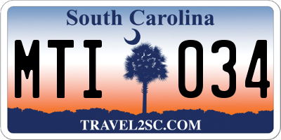 SC license plate MTI034