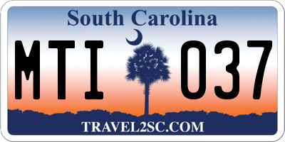 SC license plate MTI037