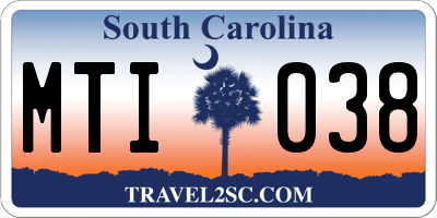SC license plate MTI038