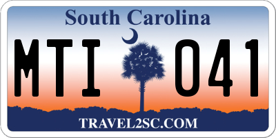 SC license plate MTI041