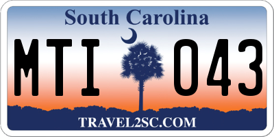 SC license plate MTI043