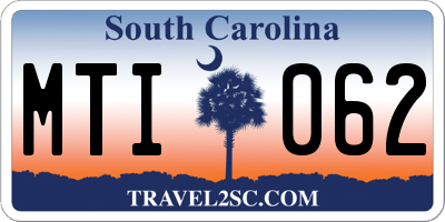 SC license plate MTI062