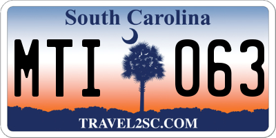 SC license plate MTI063