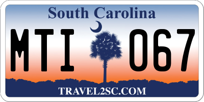 SC license plate MTI067