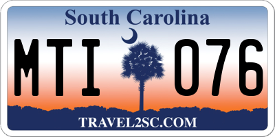 SC license plate MTI076