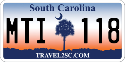 SC license plate MTI118