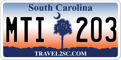 SC license plate MTI203