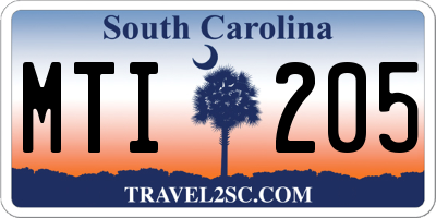 SC license plate MTI205