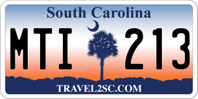 SC license plate MTI213