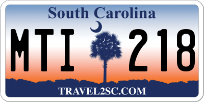 SC license plate MTI218