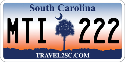 SC license plate MTI222