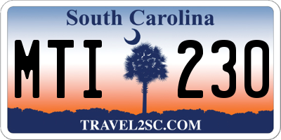 SC license plate MTI230
