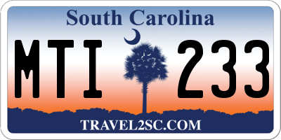 SC license plate MTI233