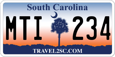 SC license plate MTI234