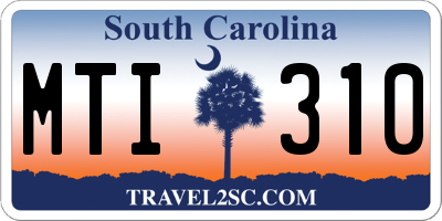 SC license plate MTI310