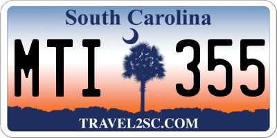 SC license plate MTI355
