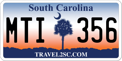 SC license plate MTI356