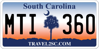 SC license plate MTI360