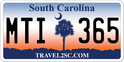 SC license plate MTI365