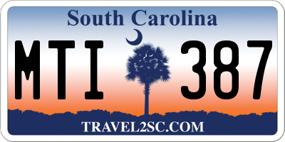 SC license plate MTI387