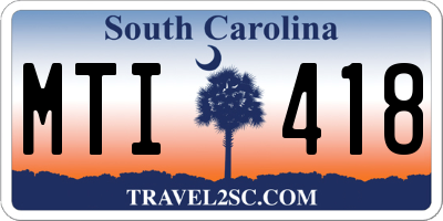 SC license plate MTI418