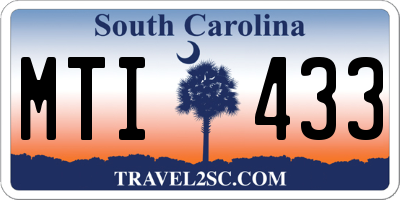 SC license plate MTI433