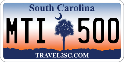SC license plate MTI500