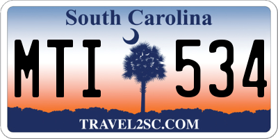 SC license plate MTI534