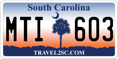 SC license plate MTI603