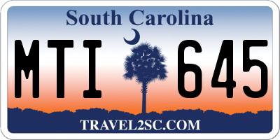 SC license plate MTI645