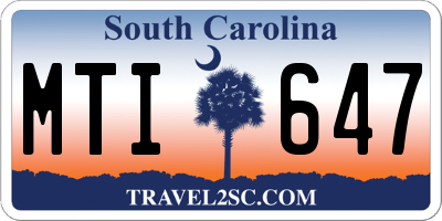 SC license plate MTI647