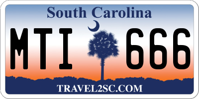 SC license plate MTI666