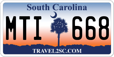 SC license plate MTI668