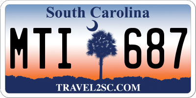 SC license plate MTI687