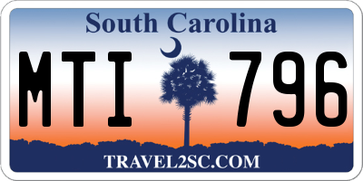 SC license plate MTI796