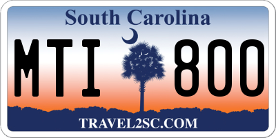 SC license plate MTI800
