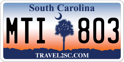 SC license plate MTI803