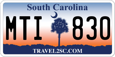 SC license plate MTI830