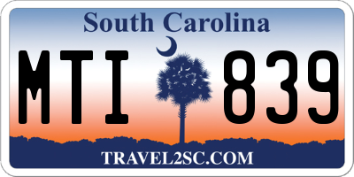 SC license plate MTI839